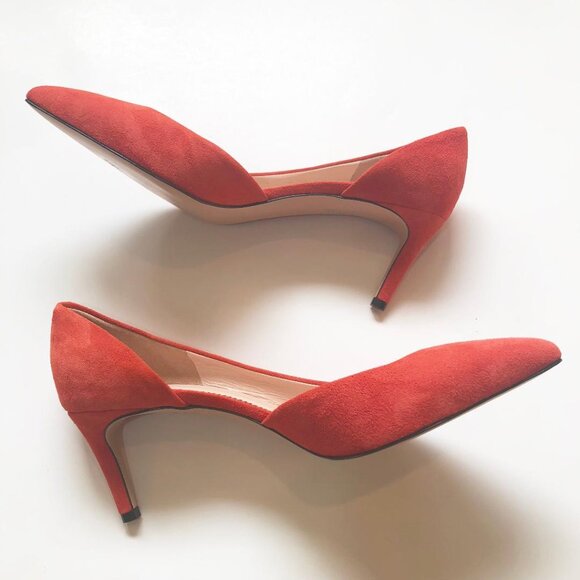 J Crew, D'Orsay, Pointed Toe, Orange, Suede Heels, Size 8.5, NWOB, appx 2.3/4" - Picture 2 of 16